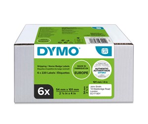 Papir, Fotopapir & Etiketter - DYMO LW store forsendelsesetiketter/navneskilt, 54mm x 101mm, 6 ruller med 220 stk. (1320 stk. i alt) - 2093092