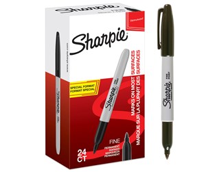 Skrive- & Tegneverktøy - Sharpie Permanent Markers | Fine Point | Black | 24 Count - 2077128