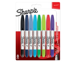 Skrive- & Tegneverktøy - Sharpie Permanent Markers Twin Tip Assorted Standard Colours 8 Pack - 2065409