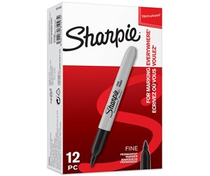 Skrive- & Tegneverktøy - Sharpie Permanent Markers | Fine Point | Black | 12 Count - S0810930