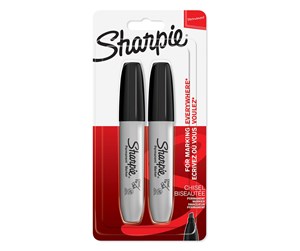 Skrive- & Tegneverktøy - Sharpie Permanent Markers | Chisel Tip | Black | 2 Count - 1986195