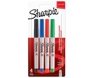 Skrive- & Tegneverktøy - Sharpie Permanent Markers | Ultra-Fine Point | Assorted Classic Colours | 4 Count - 1985879