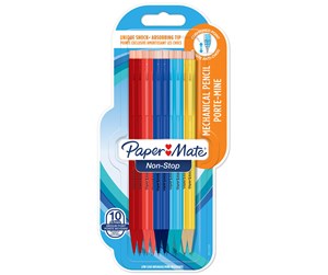 Skrive- & Tegneverktøy - Paper Mate Non-Stop Mechanical Pencil | 0.7mm with Shock-Absorbing Tip | HB #2 | Assorted Barrel Colours | 10 Count - 2027756