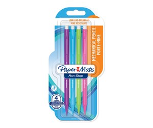 Skrive- & Tegneverktøy - Paper Mate Non-Stop Mechanical Pencil | 0.7mm | HB #2 | Assorted Neon Barrel Colours | 4 Count - 2027757