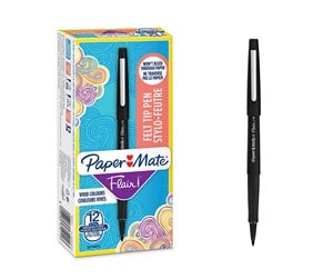 Skrive- & Tegneverktøy - Paper Mate Flair Felt Tip Pens | Medium Point (0.7mm) | Black | 12 Count - S0190973