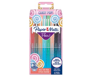 Skrive- & Tegneverktøy - Paper Mate Flair Felt Tip Pens | Medium Point (0.7mm) | Candy POP & Assorted Colours | 16 Count - 2061395