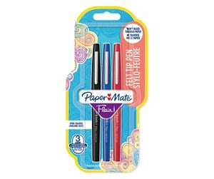 Skrive- & Tegneverktøy - Paper Mate Flair Felt Tip Pens | Medium Point (0.7mm) | Black Red & Blue | 3 Count - 2032370