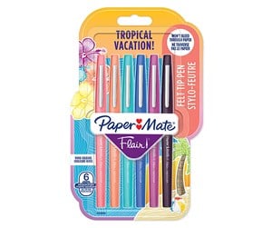 Skrive- & Tegneverktøy - Paper Mate Flair Felt Tip Pens | Medium Tip (0.7 mm) | Tropical Vacation Colours | 6 Count - 2028906