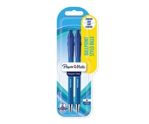 Skrive- & Tegneverktøy - Paper Mate Flexgrip Ultra Retractable Ballpoint Pens | Medium Point (1.0mm) | Blue | 2 Count - 2027754