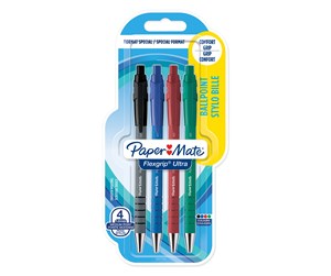 Skrive- & Tegneverktøy - Paper Mate Flexgrip Ultra Retractable Ballpoint Pen | Medium Point (1.0mm) | Assorted Colours | 4 Count - 2027735