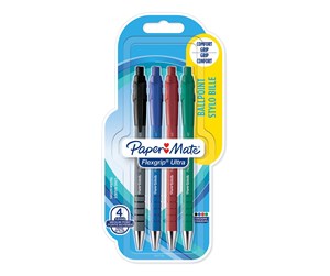 Skrive- & Tegneverktøy - Paper Mate Flexgrip Ultra Retractable Ballpoint Pens | Medium Point (1.0mm) | Assorted Colours | 4 Count - 2027736