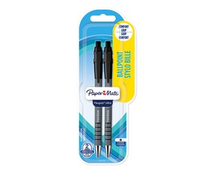 Skrive- & Tegneverktøy - Paper Mate Flexgrip Ultra Retractable Ballpoint Pens | Medium Point (1.0mm) | Black | 2 Count - 2027739