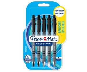 Skrive- & Tegneverktøy - Paper Mate Flexgrip Ultra Retractable Ballpoint Pens | Medium Point (1.0mm) | Black | 5 Count - 2027751