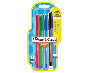 Skrive- & Tegneverktøy - Paper Mate InkJoy 100ST Ballpoint Pens | Medium Point (1.0mm) | Red Green Blue & Black | 5 Count - 1956718