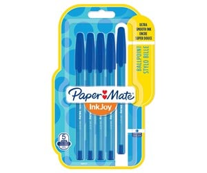 Skrive- & Tegneverktøy - Paper Mate InkJoy 100ST Ballpoint Pens | Fine Point (0.7mm) | Blue | 5 Count - 1956727