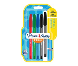 Skrive- & Tegneverktøy - Paper Mate InkJoy 100ST Ballpoint Pens | Fine Point (0.7mm) | Assorted Classic Colours | 5 Count - 1956735