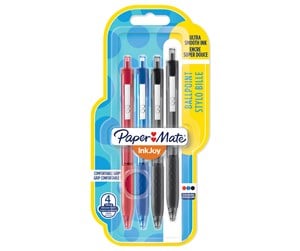 Skrive- & Tegneverktøy - Paper Mate InkJoy 300RT Retractable Ballpoint Pens | Medium Point (1.0 mm) | Black Blue & Red | 4 Count - 1956566