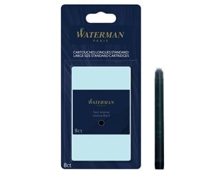 Skrive- & Tegneverktøy - Waterman Fountain Pen Ink Cartridges | Long | Intense Black | 8 Count | Blister Pack - S0712991