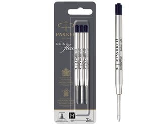 Skrive- & Tegneverktøy - Parker Ballpoint Pen Refills | Medium Point | Black QUINKflow Ink | 3 Count - 2119151