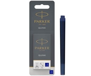 Skrive- & Tegneverktøy - Parker Fountain Pen Ink Refill Cartridges | Long | Blue QUINK Ink | 5 Count (Blister) - 1950403