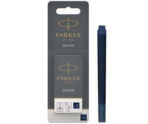 Skrive- & Tegneverktøy - Parker Fountain Pen Ink Refill Cartridges | Long | Blue-Black QUINK Ink | 5 Count (Blister) - 1950404