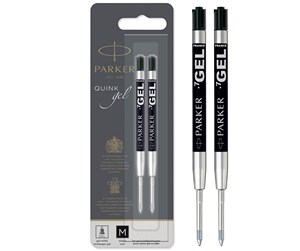 Skrive- & Tegneverktøy - Parker Gel Pen Refills | Medium Tip (0.7mm) | Black QUINK Ink | 2 Count - S0881500