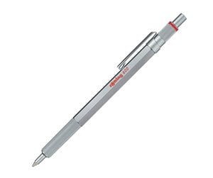 Skrive- & Tegneverktøy - Rotring 600 Ballpoint Pen | Medium Point | Black Ink | Silver Metal Barrel with Non-Slip Knurled Grip | Refillable - 2032578