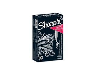 Skrive- & Tegneverktøy - Sharpie Metallic Permanent Markers | Fine Point | Silver | 12 Count - 1891063