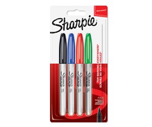 Skrive- & Tegneverktøy - Sharpie Permanent Markers | Fine Point | Assorted Standard Colours | 4 Count - 1985858