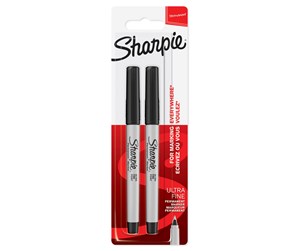 Skrive- & Tegneverktøy - Sharpie Permanent Markers | Ultra-Fine Point | Black | 2 Count - 1985878