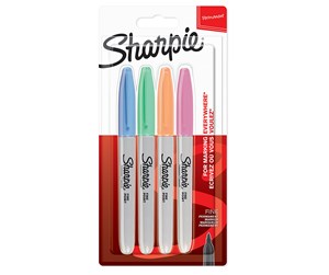 Skrive- & Tegneverktøy - Sharpie Permanent Markers | Fine Point |Pastel Colours | 4 Count - 2065402