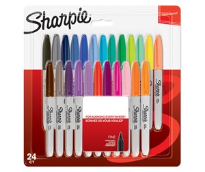 Skrive- & Tegneverktøy - Sharpie Permanent Markers | Fine Point | Assorted Colours | 24 Count - 2065405