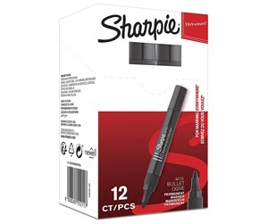 Skrive- & Tegneverktøy - Sharpie M15 Permanent Markers | Bullet Tip | Black |12 Count - S0192584