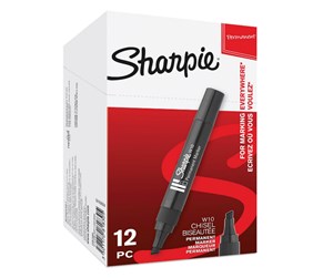 Skrive- & Tegneverktøy - Sharpie Permanent Markers Chisel Tip Black Tuck of 12 - S0192654