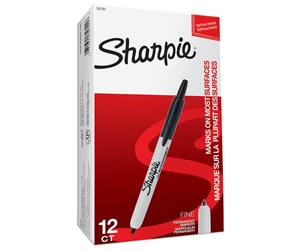 Skrive- & Tegneverktøy - Sharpie Retractable Permanent Markers | Fine Point | Black | 12 Count - S0810840