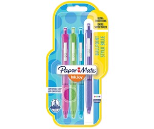 Skrive- & Tegneverktøy - Paper Mate InkJoy 300RT Retractable Ballpoint Pens | Medium Point (1.0mm) | Assorted Fun Colours | 4 Count - 1956570