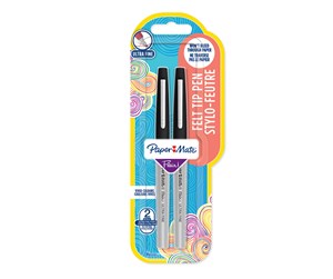 Skrive- & Tegneverktøy - Paper Mate Flair Felt Tip Pens | Ultra-Fine Point (0.4mm) | Black Ink | 2 Count - 2027080