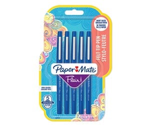 Skrive- & Tegneverktøy - Paper Mate Flair Felt Tip Pens | Medium Point (0.7mm) | Blue | 5 Count - 2028647