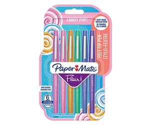 Skrive- & Tegneverktøy - Paper Mate Flair Felt Tip Pens | Medium Tip (0.7 mm) | Candy POP Colours | 6 Count - 2028899