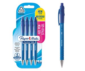 Skrive- & Tegneverktøy - Paper Mate FlexGrip Gel Pens | Medium Point (0.7 mm) | Blue Ink | 4 Count - 2108215