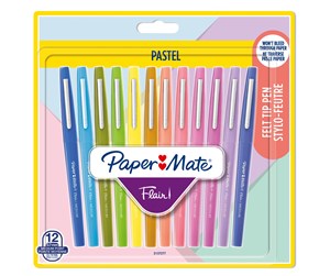 Skrive- & Tegneverktøy - Paper Mate Flair Felt Tip Pens | Medium Point (0.7mm) | Assorted Pastel Colours | 12 Count - 2137277