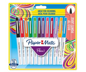 Skrive- & Tegneverktøy - Paper Mate Flair Felt Tip Pens | Bold Tip (1.2 mm) | Assorted Colours | 12 Count - 2138474