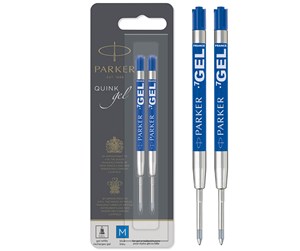 Skrive- & Tegneverktøy - Parker Gel Pen Refills | Medium Tip (0.7mm) | Blue QUINK Ink | 2 Count - S0881510