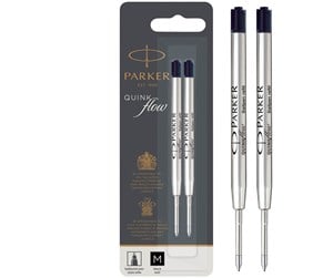 Skrive- & Tegneverktøy - Parker Ballpoint Pen Refills |  Medium Point | Black QUINKflow Ink | 2 Count - S0909560