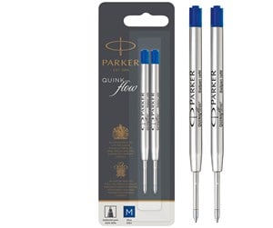 Skrive- & Tegneverktøy - Parker Ballpoint Pen Refills | Medium Point | Blue QUINKflow Ink | 2 Count - S0909590