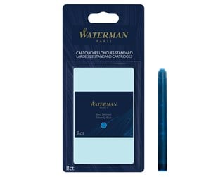 Skrive- & Tegneverktøy - Waterman Fountain Pen Ink Cartridges | Long | Serenity Blue | 8 Count | Blister Pack - S0713021