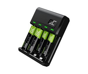 Batteri - Green Cell VitalCharger battery charger - 0.5 Watt - with 2 x AA NiMH 2000 mAh rechargeable batteries and 2 x AAA NiMH 800 mAh rechargeable batteries - GRSETGC03