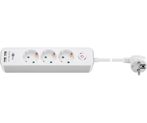 Strømkabel (ekstern) - Pro 3-way power strip with switch and 2 USB ports - 4040849412646