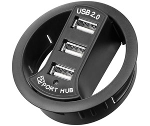 USB-hub - Pro 3 port USB 2.0 Hi Speed In-Desk HUB black - to be USB-hub - USB 2.0 - 3 porter - Svart - 4040849938931