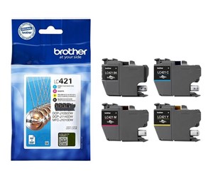 Printertilbehør blekk/toner - Brother LC 421VAL 4-Pack Ink Black/Yellow/Cyan/Magenta - Blekkpatron Blå - LC421VAL